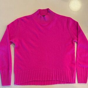 J. Crew Long Sleeve Everyday Cashmere Mock Neck Sweater in Neon Berry
